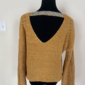 Elegant Mustard Sweater with Silver Accents